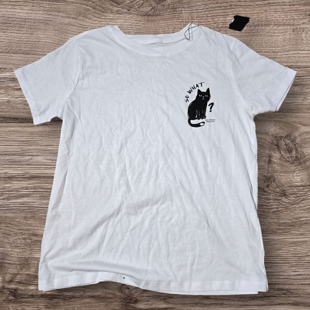 Mavi Jeans White So What Cat White Tee Shirt NWT